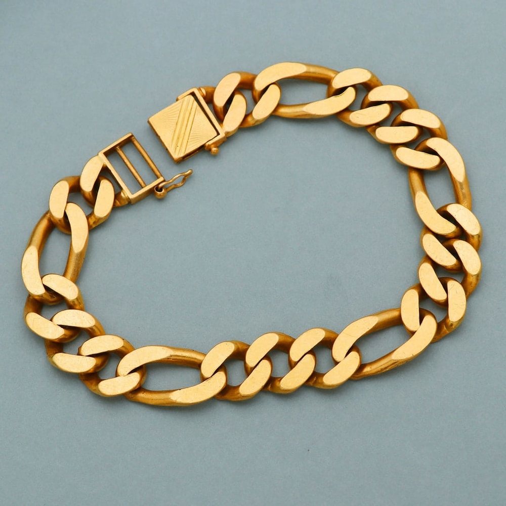 Heavy gold figaro link bracelet