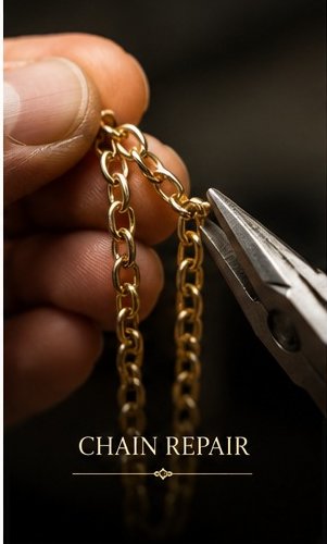 Jeweller repairing a broken gold chain