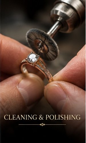 Jeweller cleaning and polishing a ring