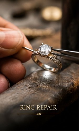 Jeweller repairing a diamond ring setting