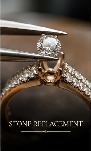 Jeweller replacing a diamond in a ring